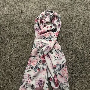 Floral Pink and White Scarf
